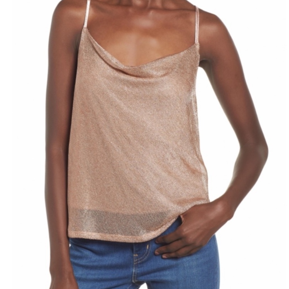 Madison & Berkeley Metallic Mesh Top